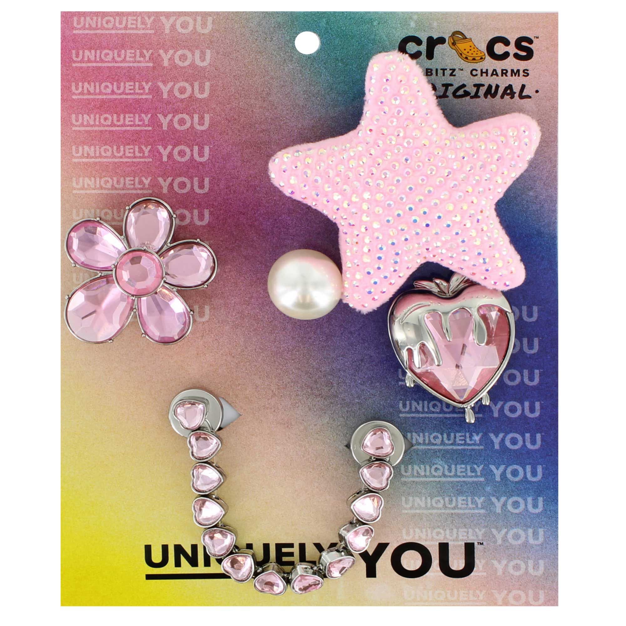 Crocs Jibbitz Pink & Pearl 5-Pack Front Package View