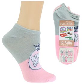 Socks Women's Pickle & Dot Bubble Gum No-Show 10 For $10 Side View With Package