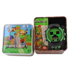  MINECRAFT LED Digital Watch With Flashing Lights Front View WIth Tin