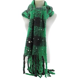 Scarves Couture Gems Plaid Faux-Pearl Scarf Front View