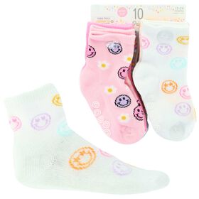 Infants' Socks Infants' Capelli Emoji Smiley Gripper 10 For $10 Side View With Package