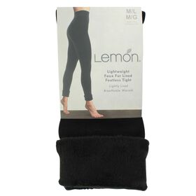 Socks Women's Lemon Faux-Fur Lined Footless Tight M/L Front Package View
