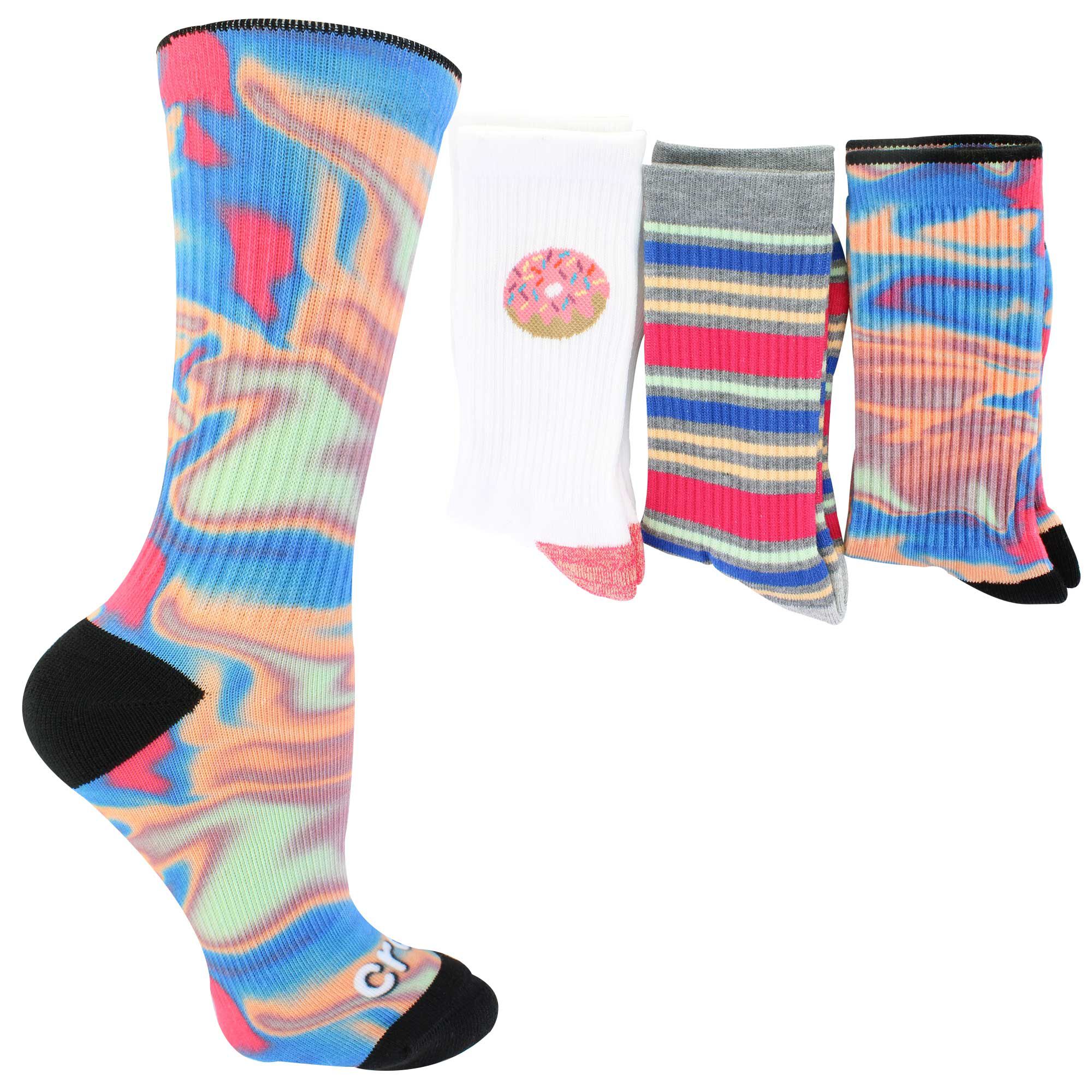 Women's Crocs Lunar Dusk Ribbed Crew 3-Pair Pack Side View With Package