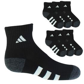 Boys' Socks Kids' adidas Cushioned Quarter 6-Pair Pack Side View With Package