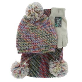 Winter Headwear Women's Couture Gems Rainbow Scarf 3-Piece Set Front Set View