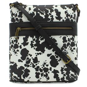  Marbella Carina North/South Cow-Print Crossbody Front View