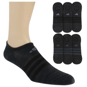  Men's adidas SUPERLITE Super No-Show 6-Pair Pack Side View With Package