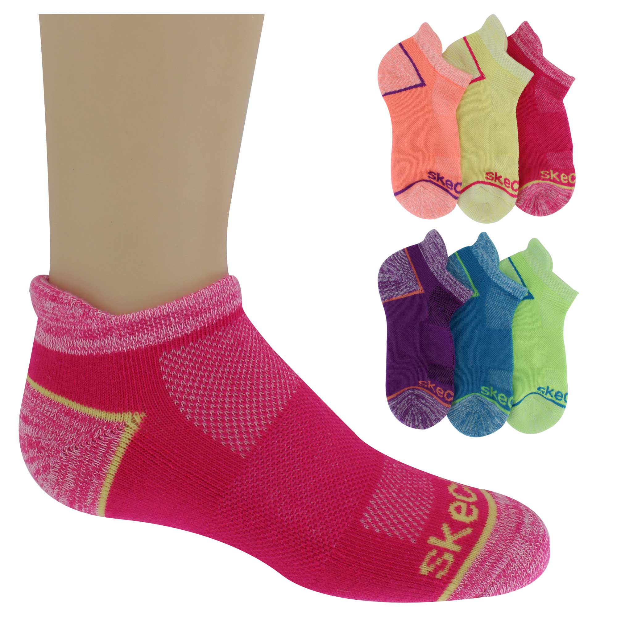 Kids' Skechers Low-Cut With Padded Tab 6-Pair Pack Side View With Package