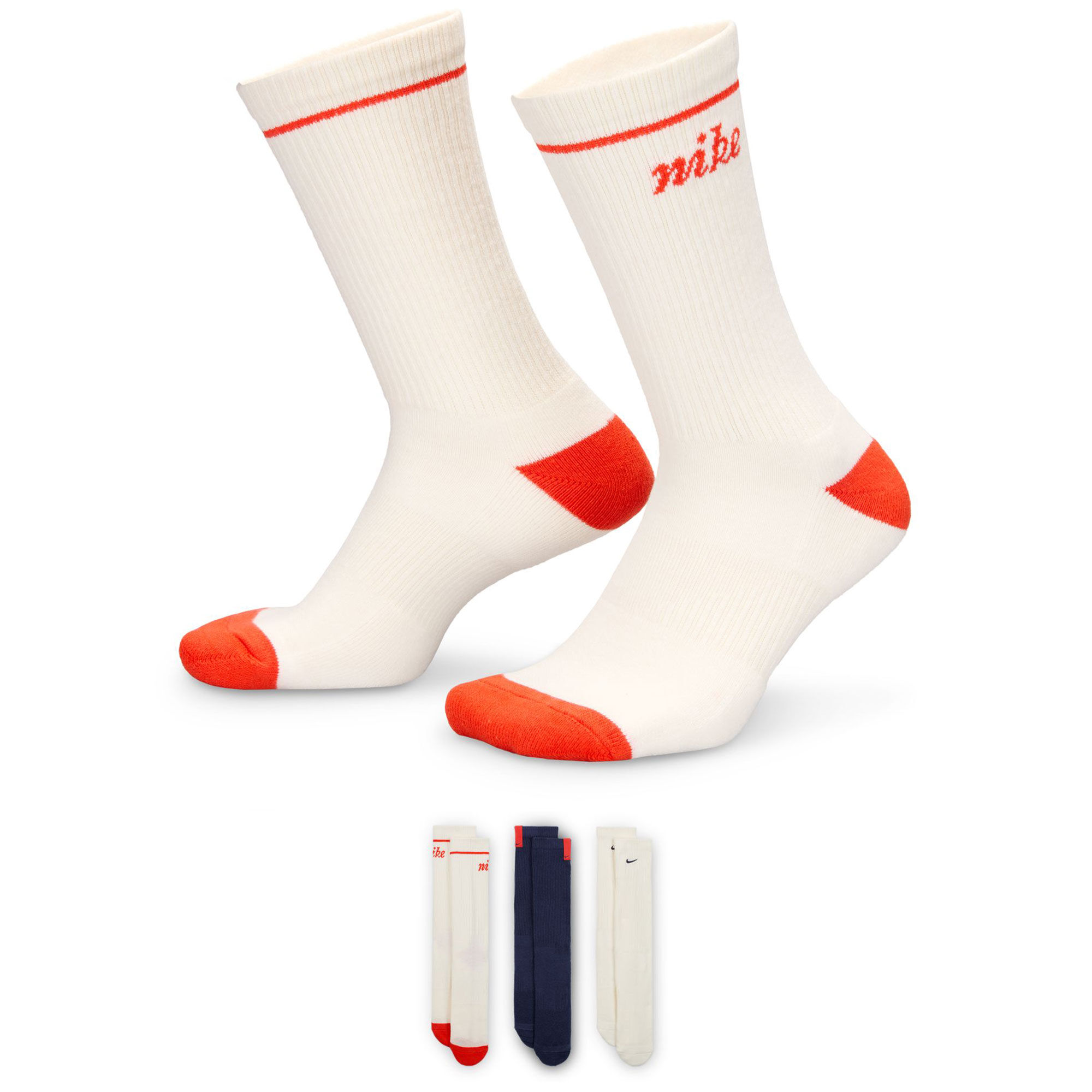 Men's Nike Everyday Cushioned Crew 3-Pair Pack Side View With Package