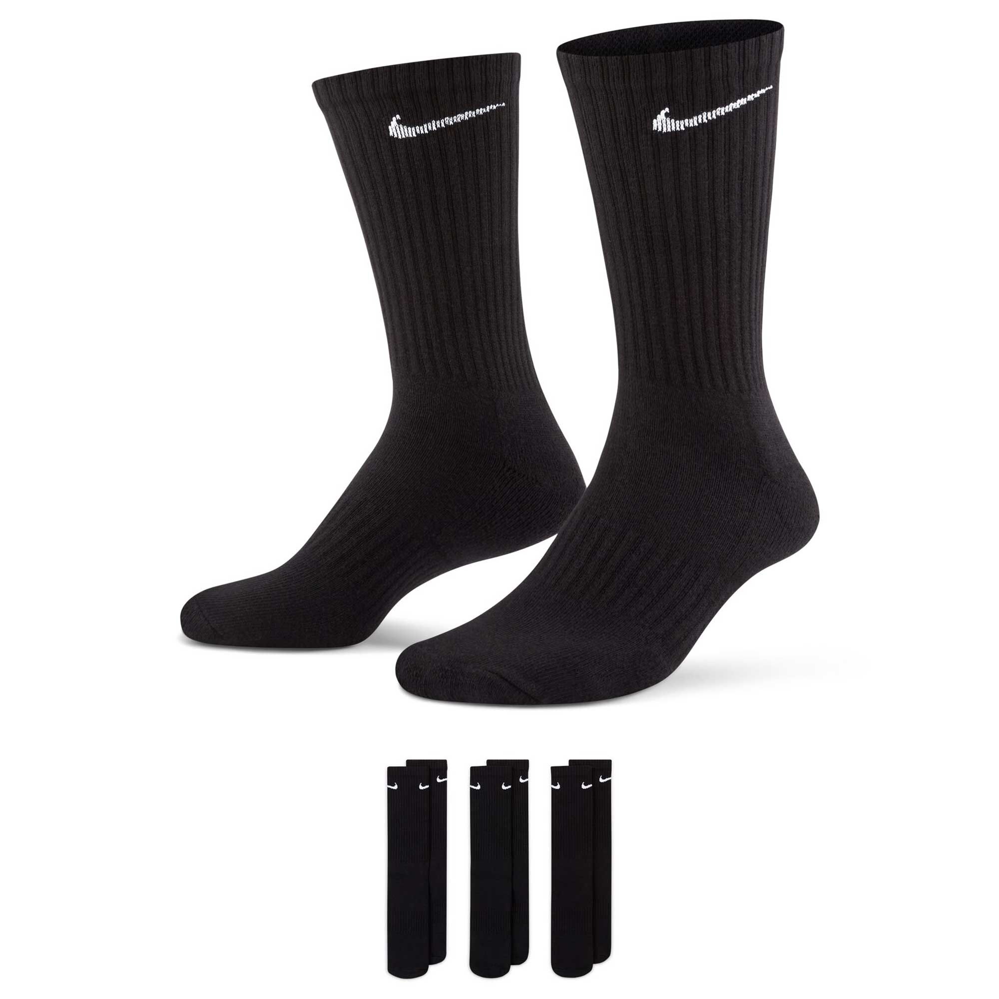 Men's Nike Everyday Cushioned Crew 3-Pair Pack Side View With Package View