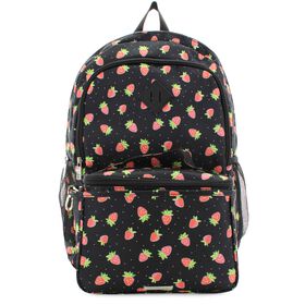 Traditional Madden Girl Strawberry-Print Backpack And Lunchbox Front View