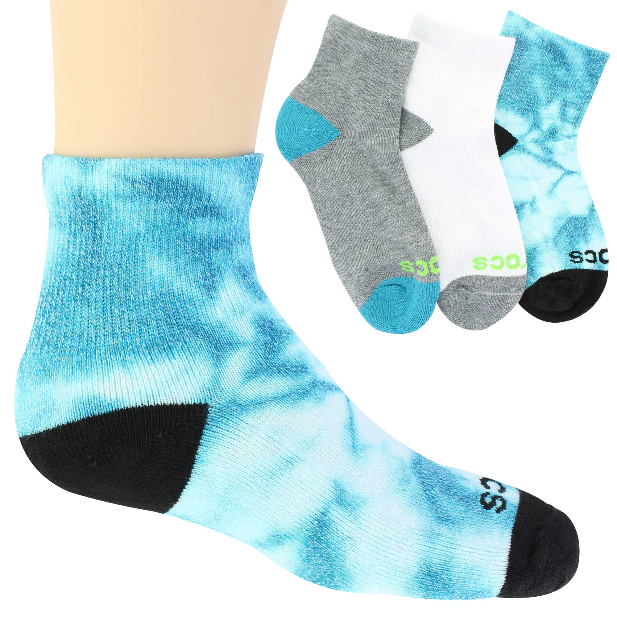 Kids' Crocs Tie-dye Quarter 3-Pair Pack Side View With Package