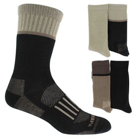 Socks Men's Merrell Cushioned Hiking Socks 4-Pair Pack Side View With Package