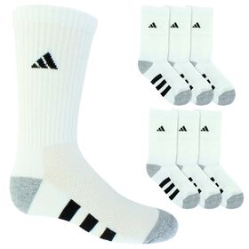 Boys' Socks Kids' adidas Cushioned Crew 6-Pair Pack Side View With Package