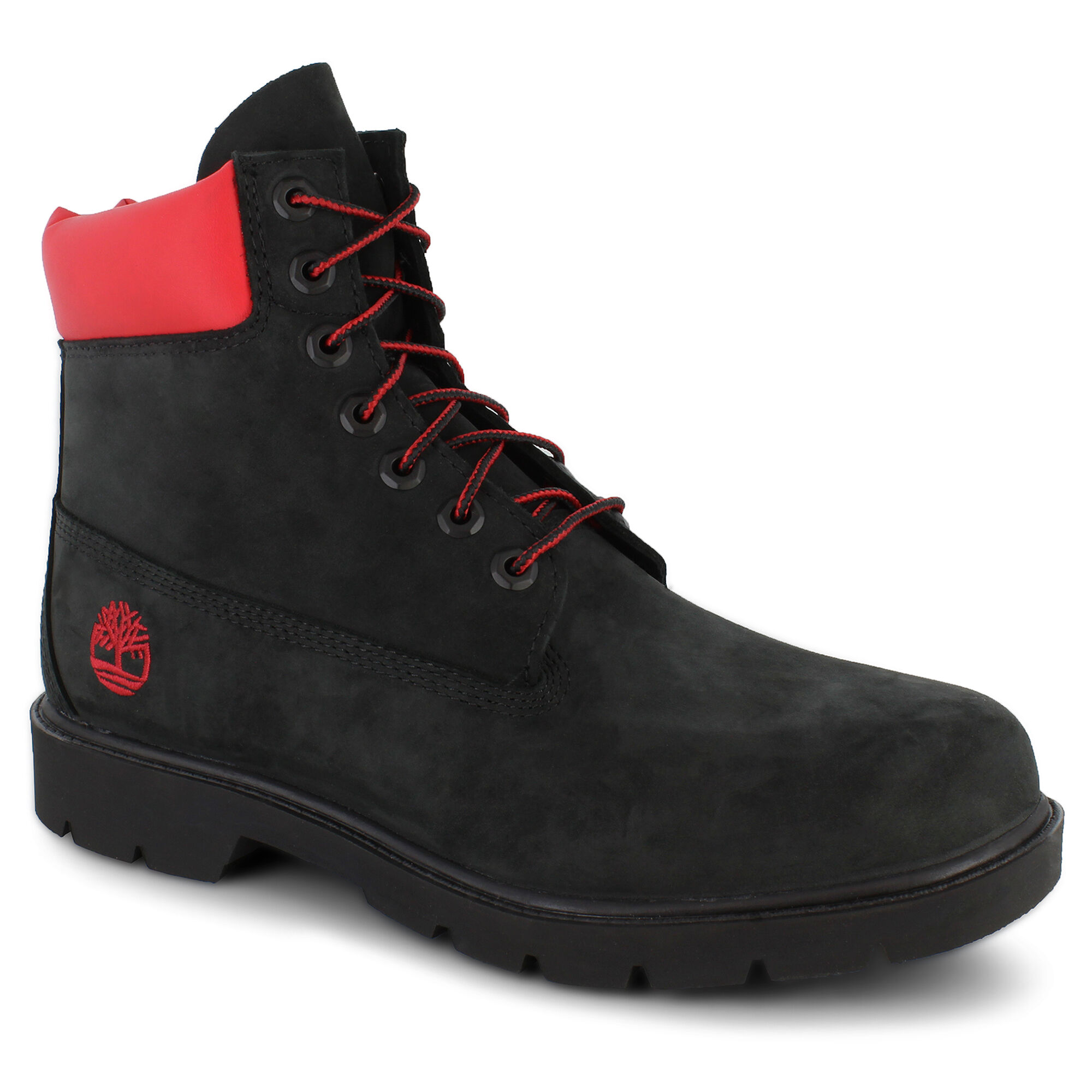 Timberland black and red boots deals