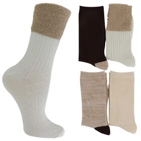 Socks Women's Born Cushion-Sole Crew Socks 4-Pair Pack Side View With Package