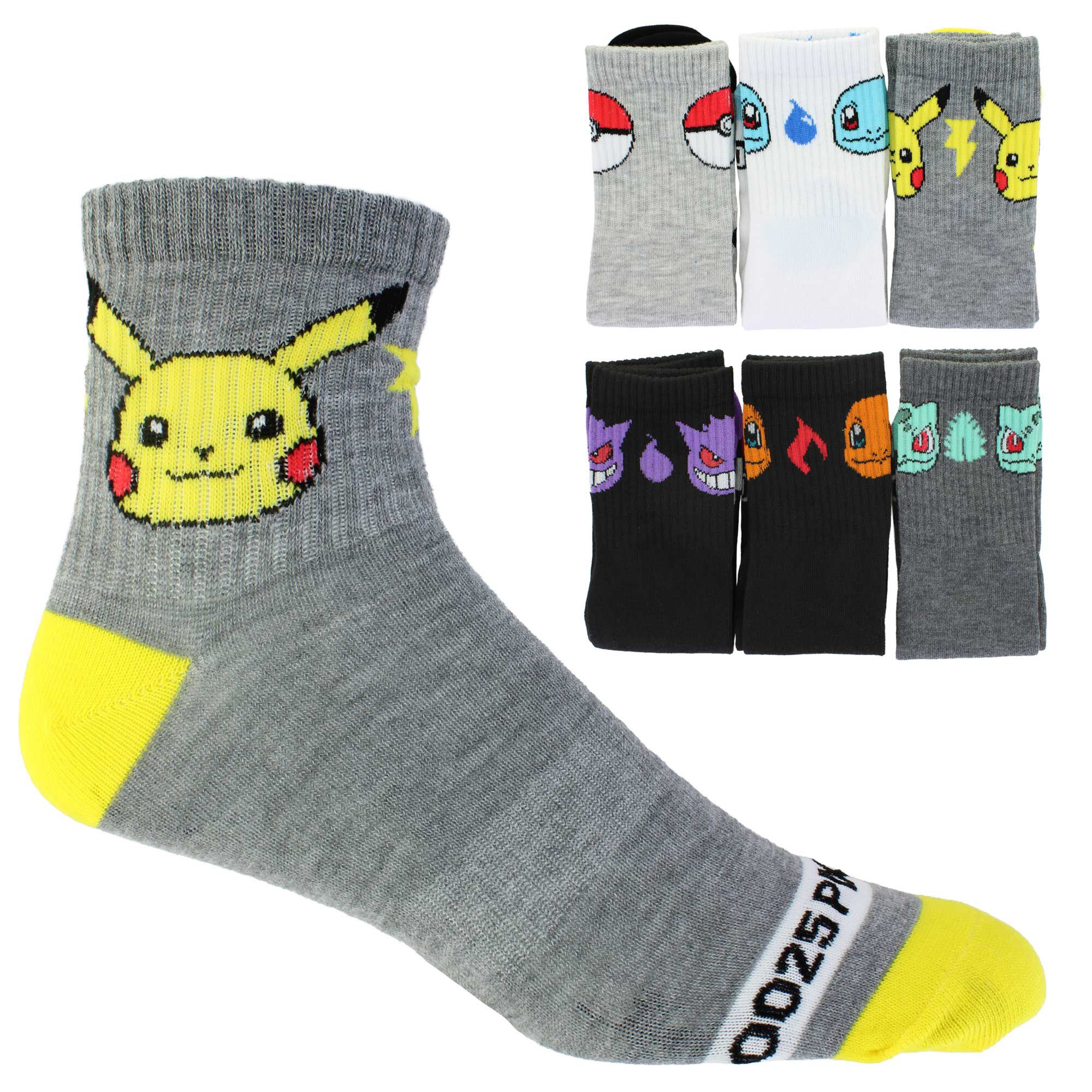 Men's Pokemon Quarter 6-Pair Pack Side View With Package