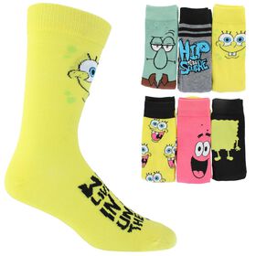  Men's SpongeBob SquarePants Crew 6-Pair Pack Side View With Package