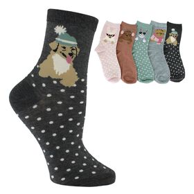 Socks Women's ET/TU Animal Short Crews 5-Pair Pack Side View With Package
