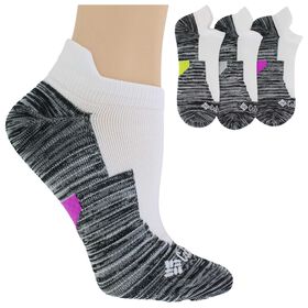  Women's Columbia No-Show With Heel Tab 3-Pair Pack Side View With Package