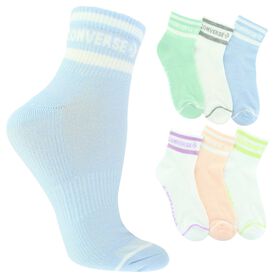 Socks Women's Converse Logo & Stripe Quarter 6-Pair Pack Side View With Package