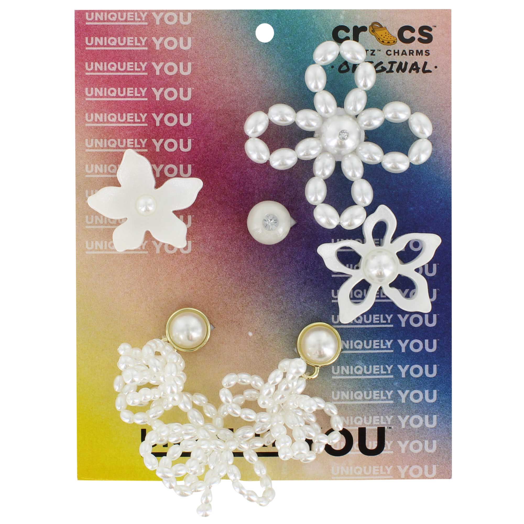 Crocs Jibbitz White Pearl Beaded 5-Pack Front Package View
