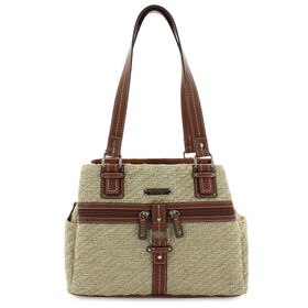 Handbags Rosetti Midtown Natural Woven Satchel Front View
