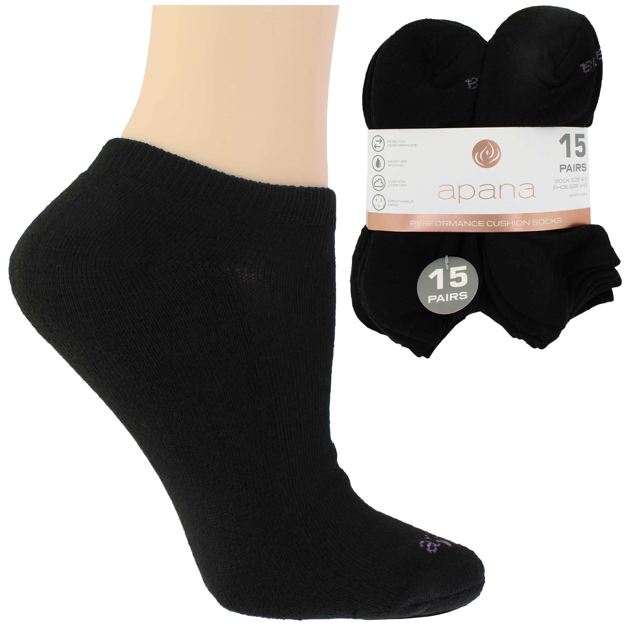 Women's apana Low-Cut Cushioned Socks 15 for $10 Side View With Package