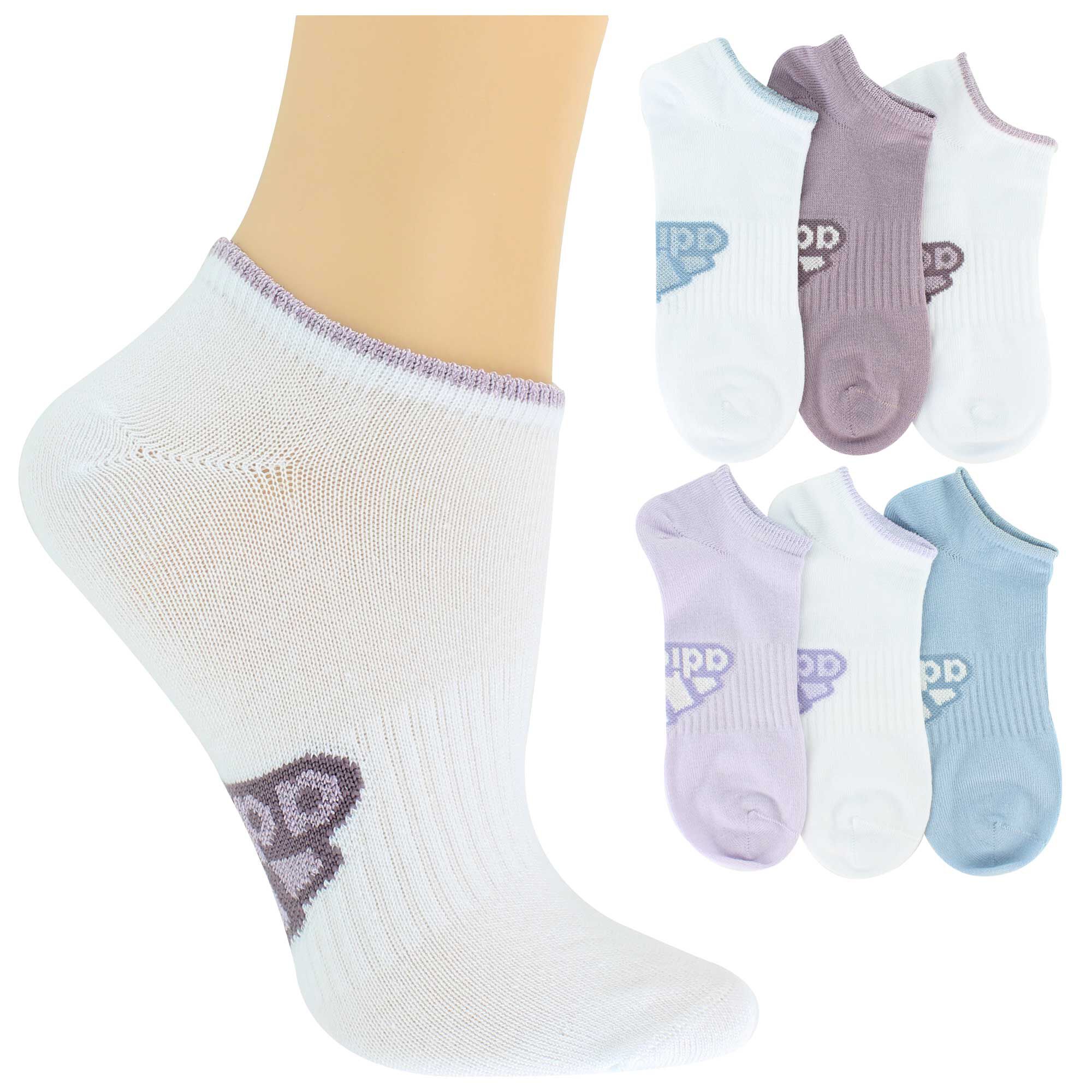 Women's adidas SUPERLITE No-Show 6-Pair Pack Side View With Package