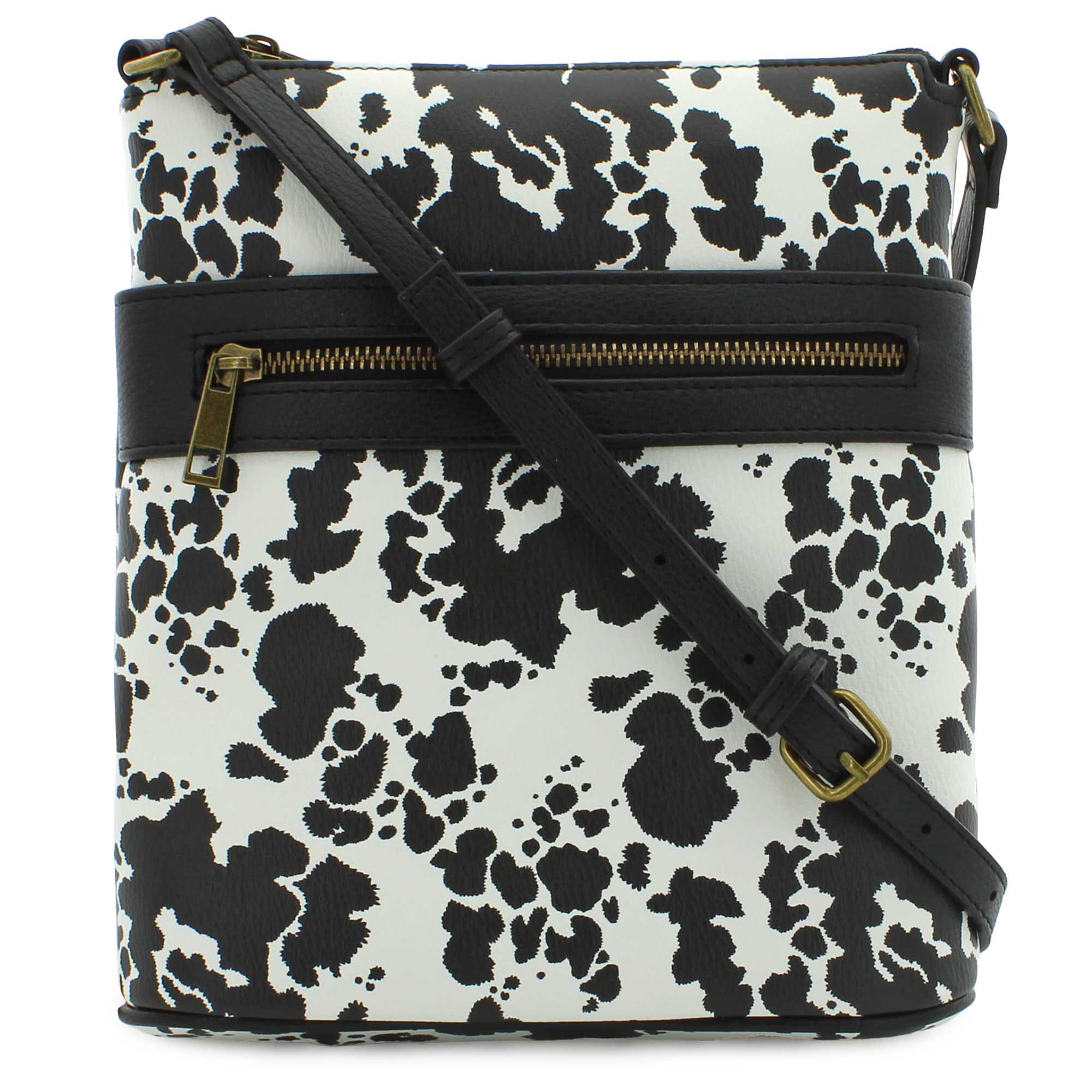 Marbella Carina North/South Cow-Print Crossbody Front View