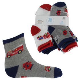 Infants' Socks Infants' Capelli Transportation Crew 20-Pair Pack Side View With Package
