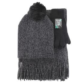 Winter Headwear Women's Couture Gems Lurex Scarf 3-Piece Set Front Set View