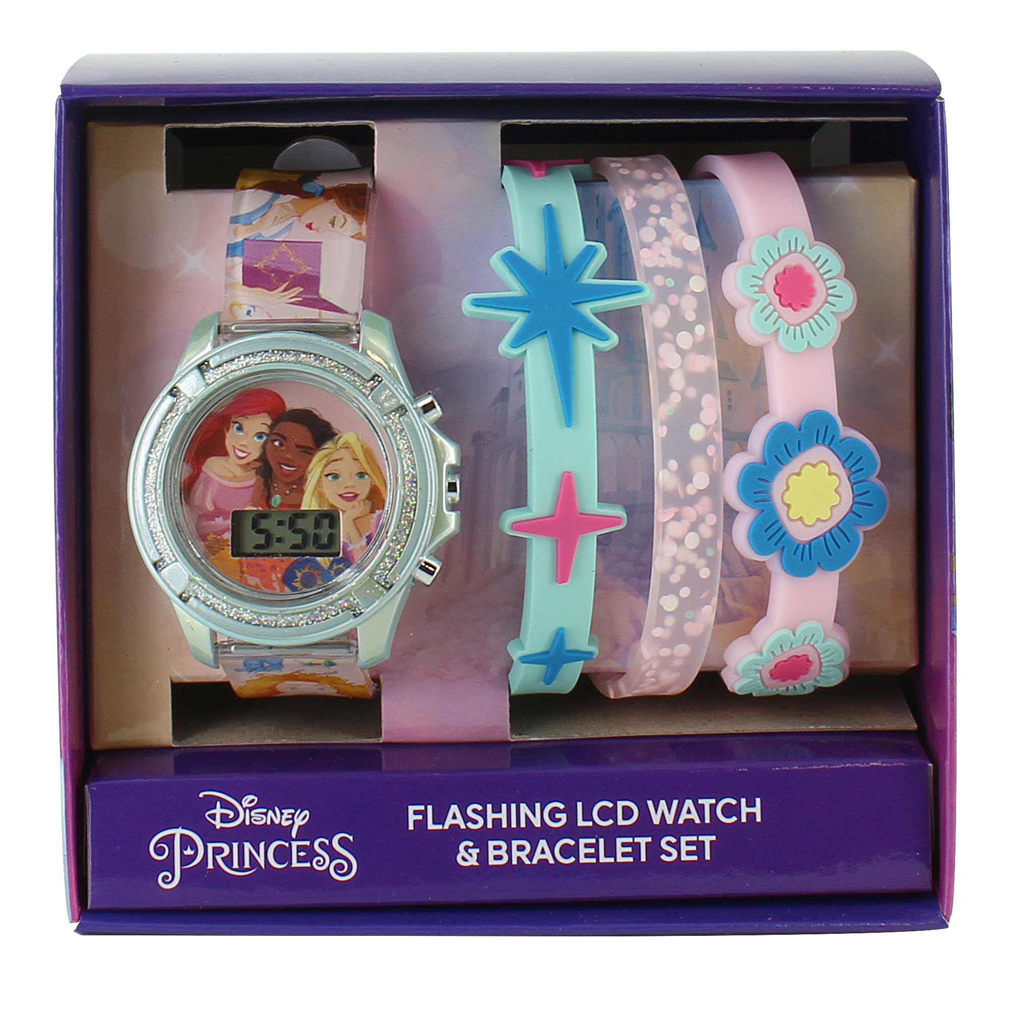 Disney Princess Flashing Watch And Bracelets Front Set View