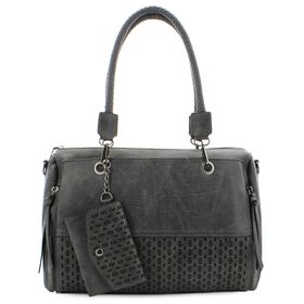 Handbags Sam & Hadley Perforated Satchel Front View