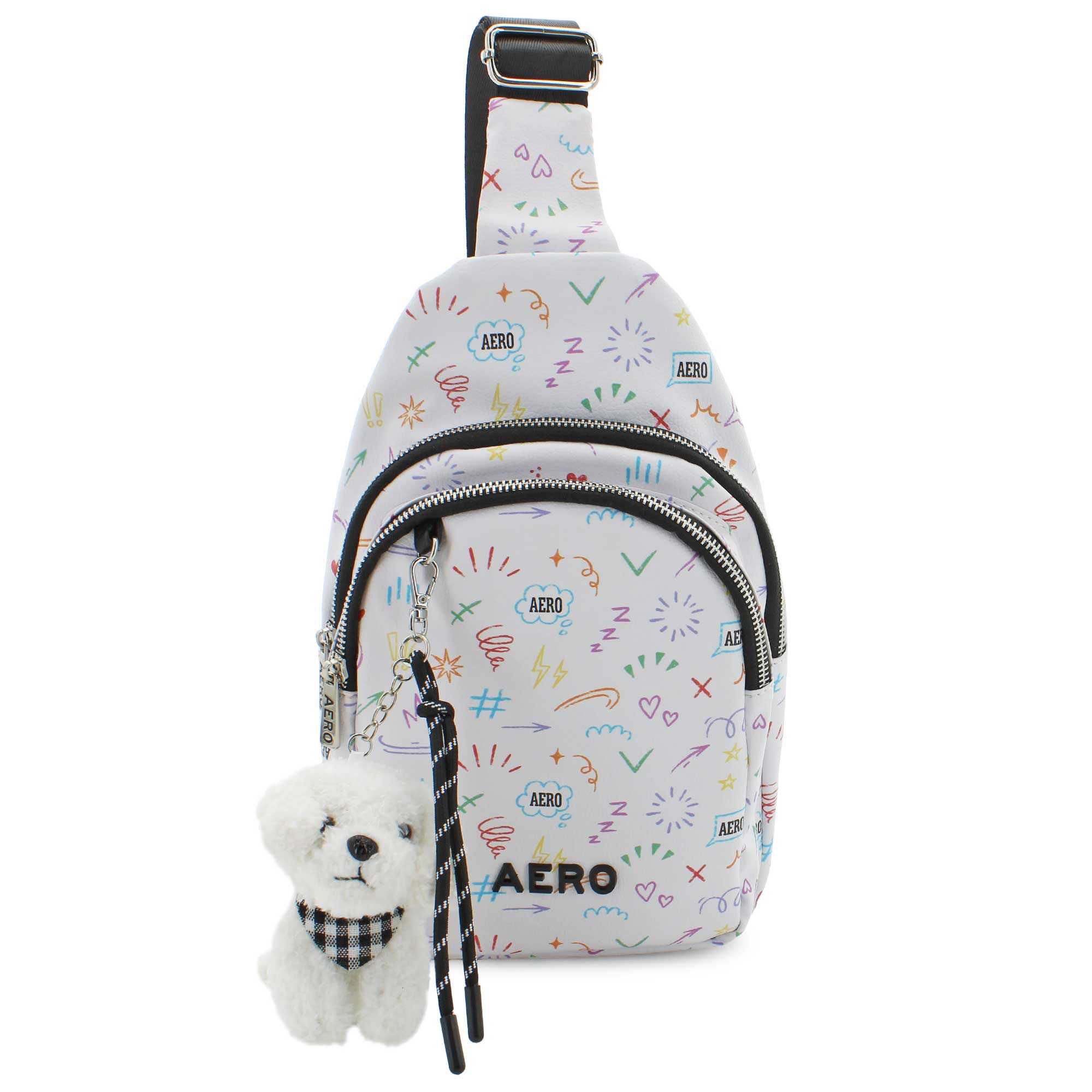Aeropostale Alexa Sling With Plush Dog Bag Clip Front View