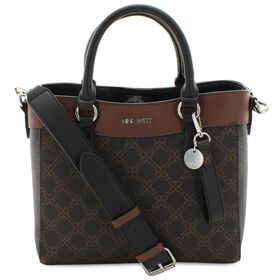 Handbags Nine West Lior Signature Logo Satchel Front View