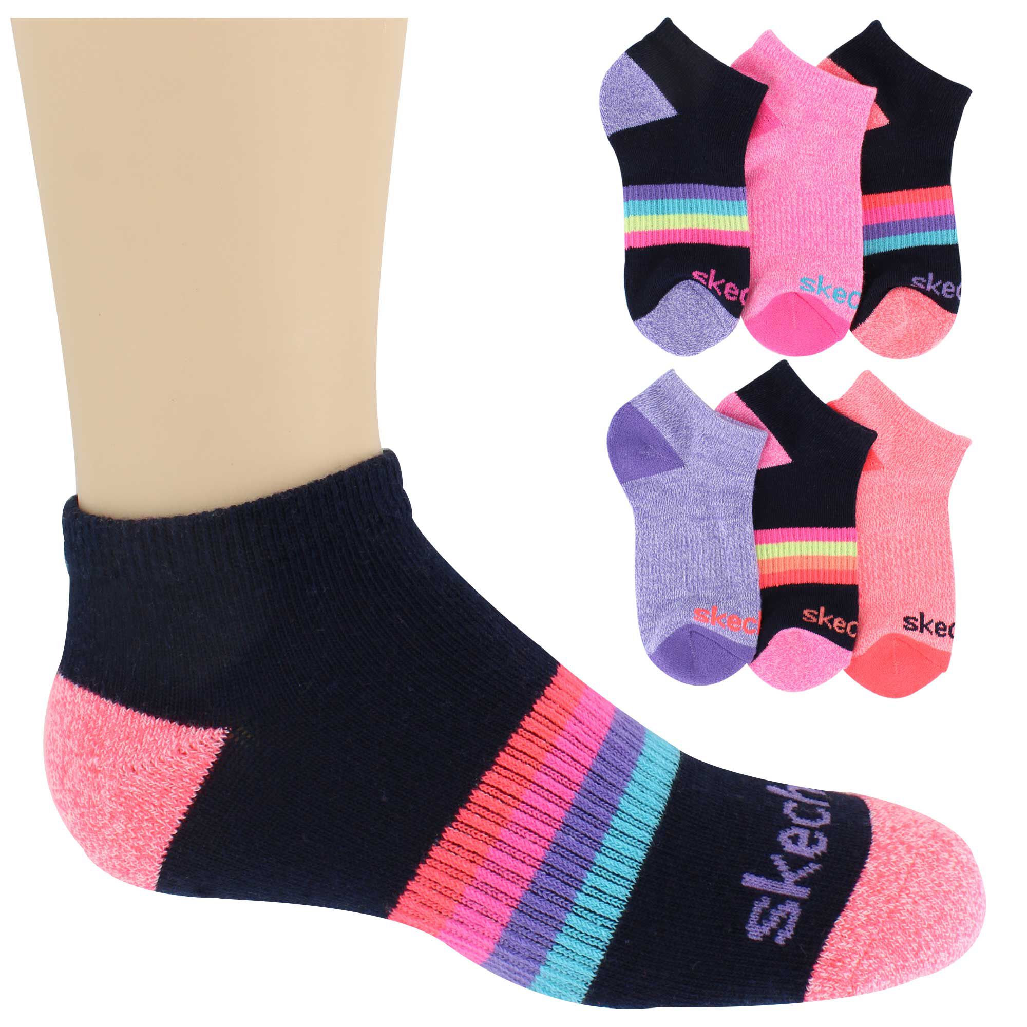 Girls' Skechers Low-Cut 6-Pair Pack Side View With Package
