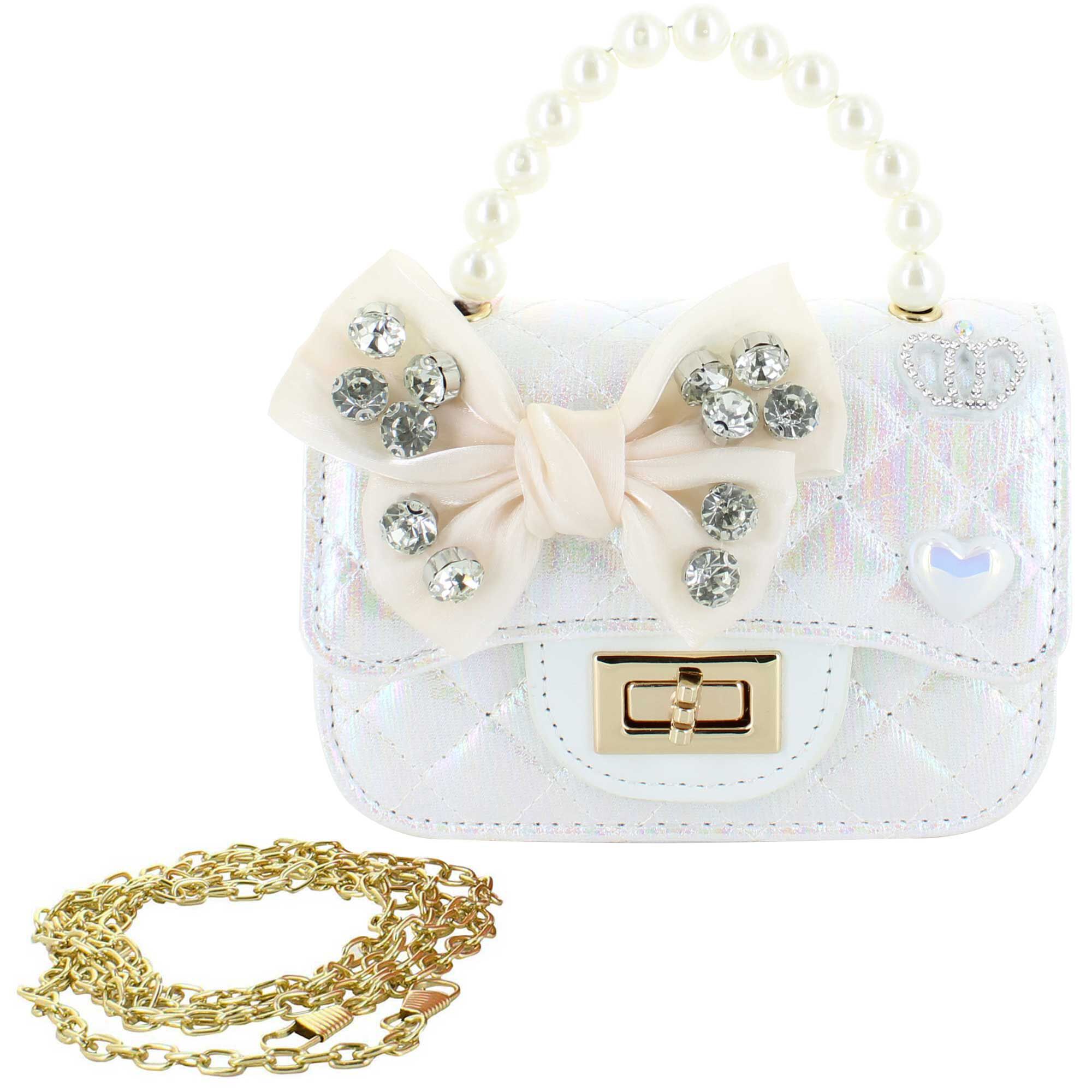 Willow & Ruby Satin Rhinestone Bow Mini Bag Front View