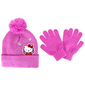 Characters & Collaborations: Shoes & Accessories Kids' Hello Kitty Shimmery Knit Hat And Glove Set Front View