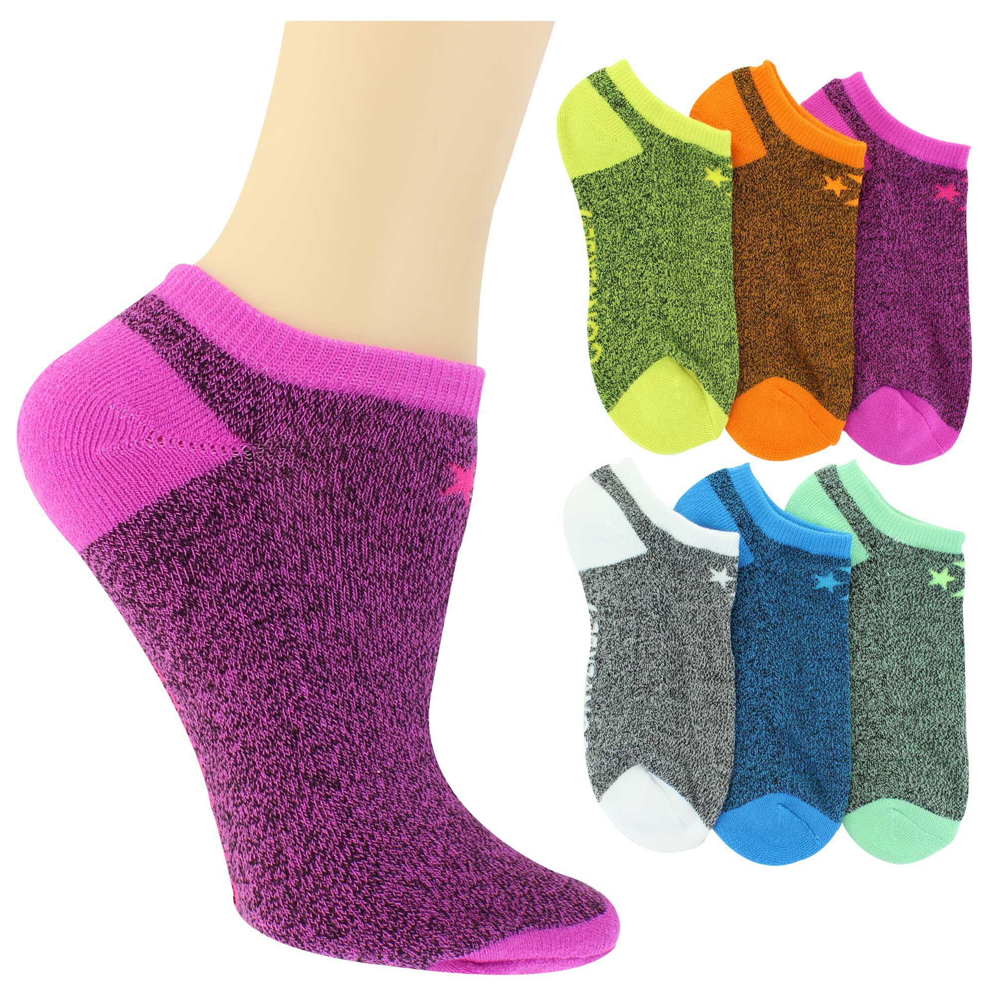 Women's Converse Marled No-Show 6-Pair Pack Side View With Package