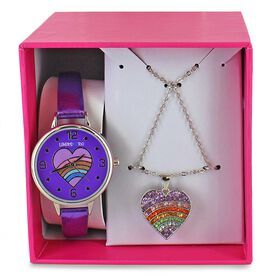 Watches Limited Too Rainbow Heart Watch And Necklace Set Front Set View
