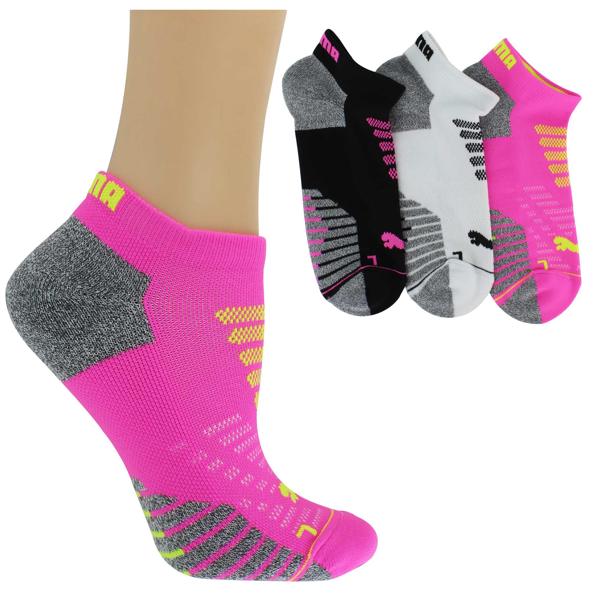 Women's PUMA Moisture-Wicking Low-Cut 3-Pair Pack Side View With Package