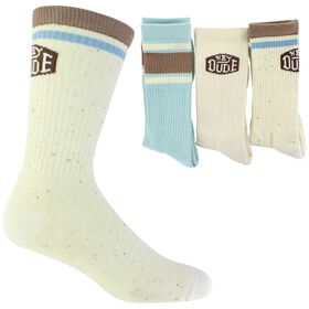 Socks Men's HEYDUDE Striped Crew 3-Pair Pack Side View With Package