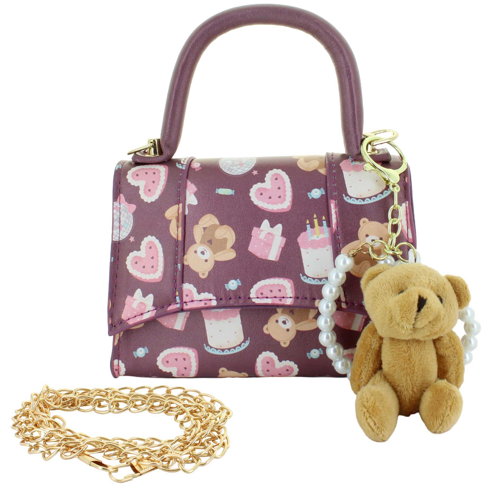 Willow & Ruby Party Bear Mini Bag And Charm Accent Front View