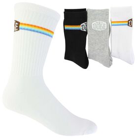 Socks Men's HEYDUDE Logo Stripe Crew 3-Pair Pack Side View With Package