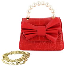 Red Shoes & Accessories Willow & Ruby Faux-Alligator With Bow Mini Bag Front View