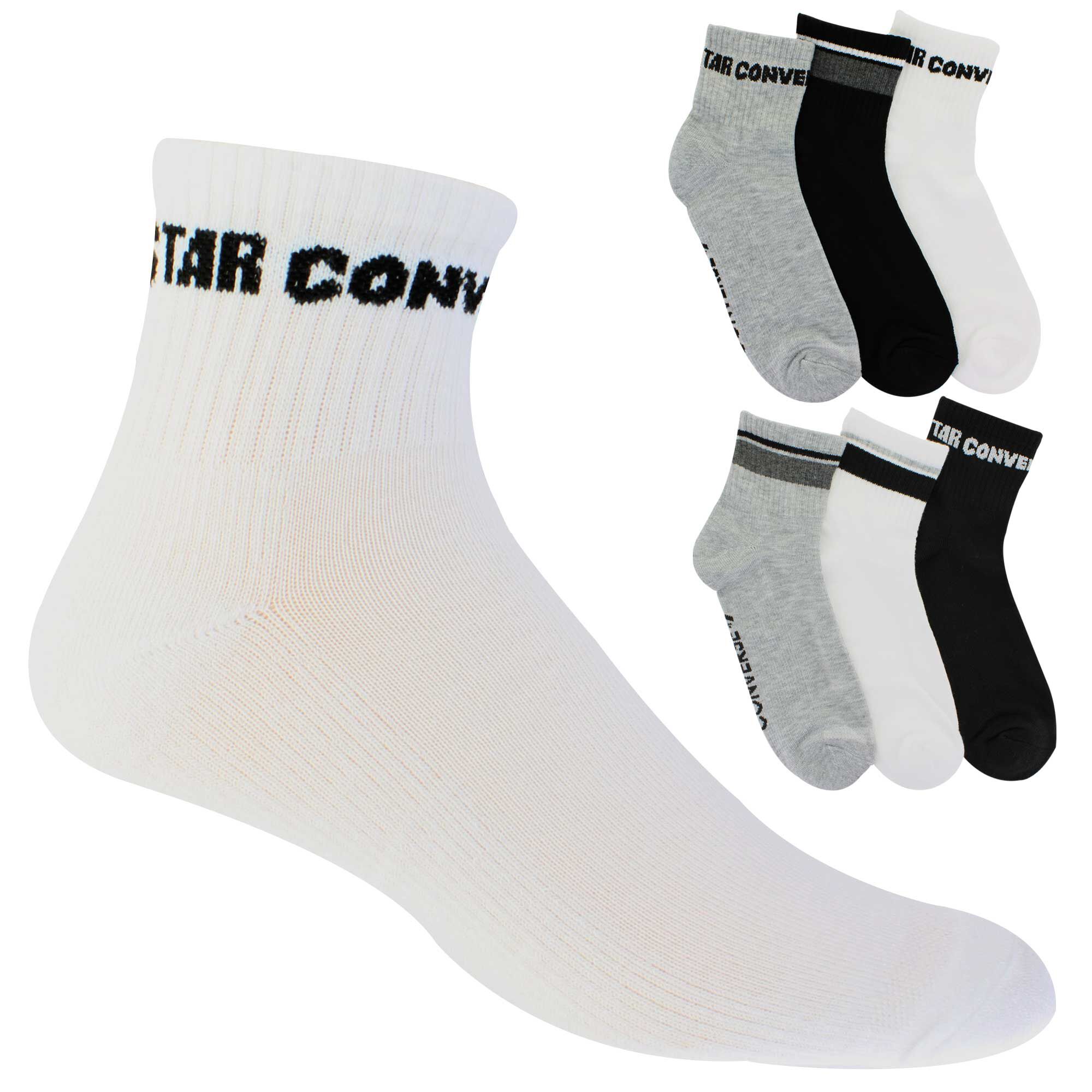 Men's Converse Half-Cushione Quarter 6-Pair Pack Side View With Package