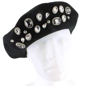 Winter Headwear Couture Gems Faux-Jewel Beret Front View