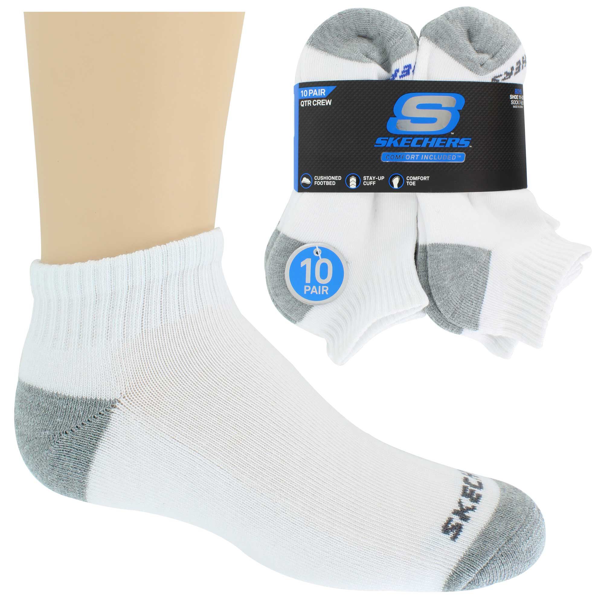 Kids' Skechers Quarter Crew 10 For $10 Side View With Package