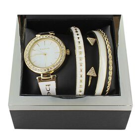 Watches bebe Enameled Watch With Coordinating Bangles Front Set View